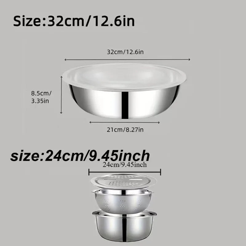 2Pcs Stainless Steel Kitchen Bowls with Lid