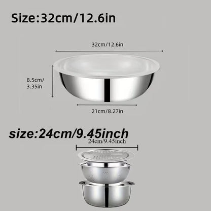 2Pcs Stainless Steel Kitchen Bowls with Lid