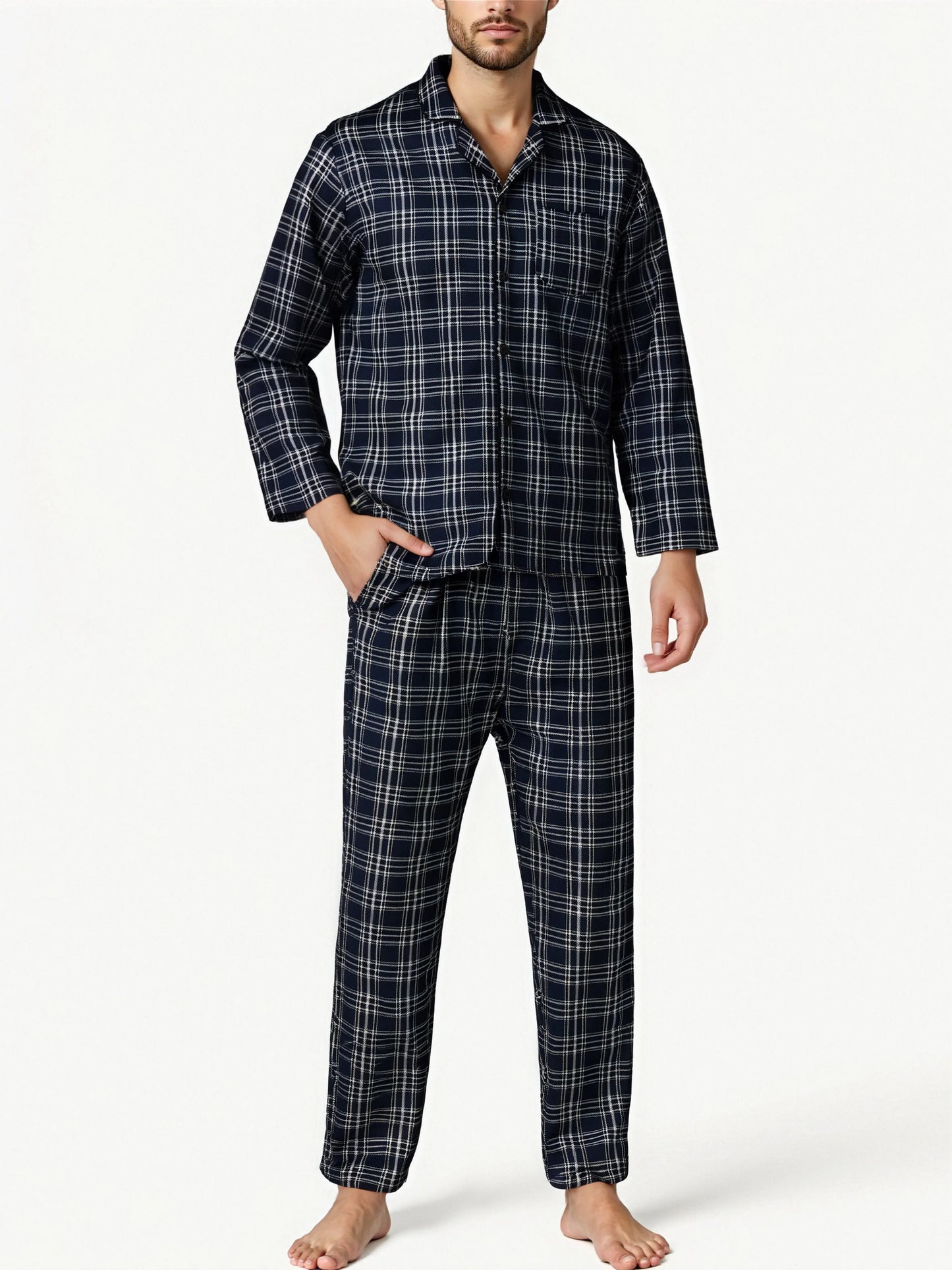 Men's Plaid Pajama Sets – Comfortable Lounge Sleepwear for Ultimate Relaxation