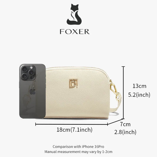 FOXER Lady's Shoulder Bag Genuine Leather Casual Crossbody Bag Solid High Quality Commute Mother's Day Gift