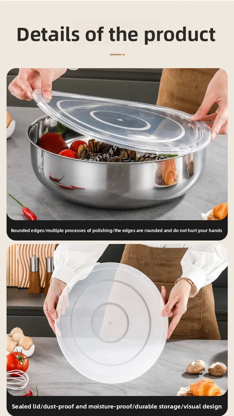 Large Stainless Steel Mixing Bowls - Rust Resistant Kitchen Utensils for Dough, Pasta, Vegetables, and Soups