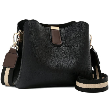 FOXER Brand New Shoulder Bag for Women PU Leather Retro Large Capacity Bucket Bag Female Crossbody Purse Tote Commuting Purse