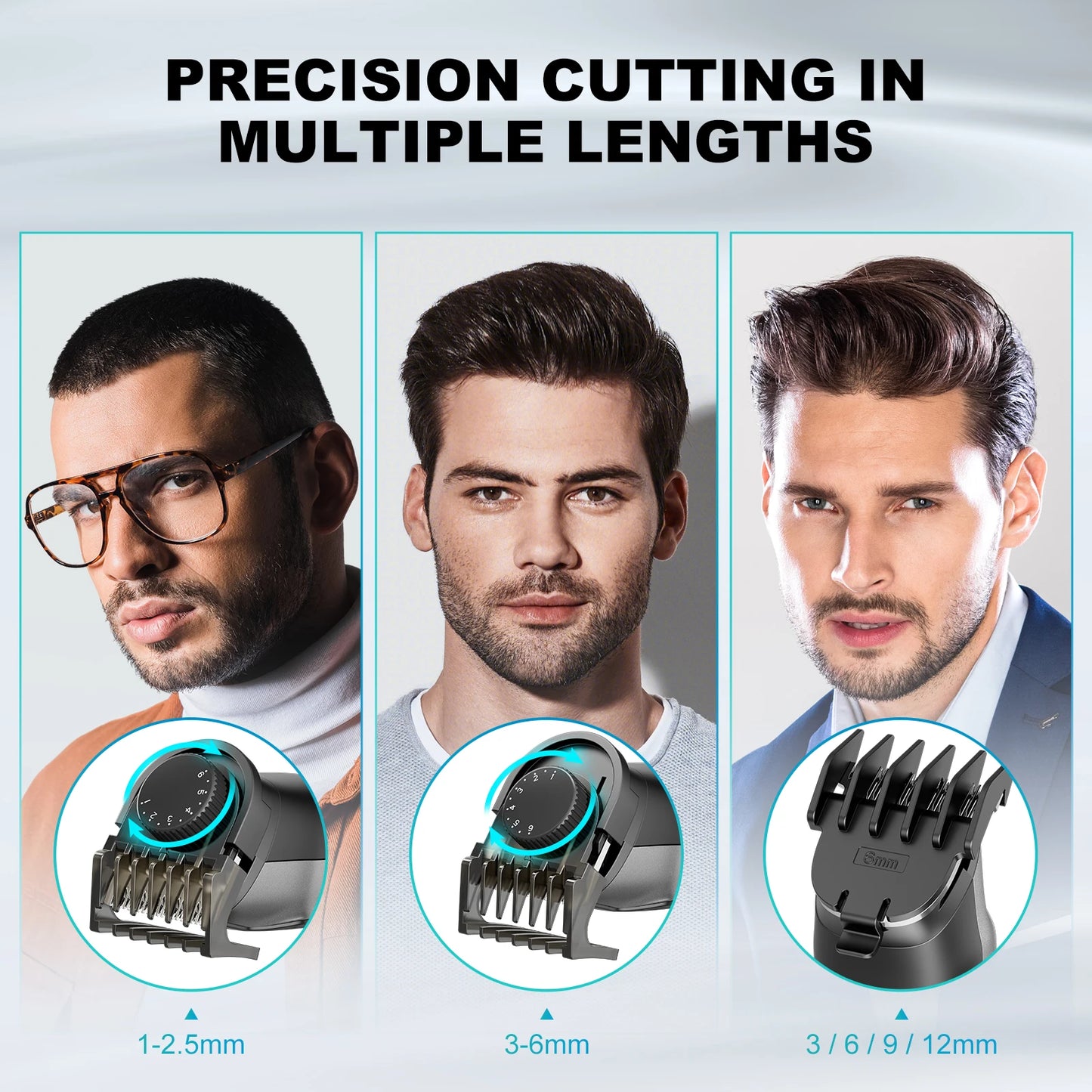 Kensen S30 Cordless Hair Clipper 4 in 1 Barber Grooming Kit with LED Display for Men - Rechargeable Beard and Nose Trimmer