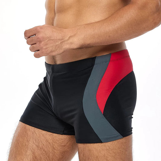 Men's Swim Trunks by ShopHub NZ featuring waterproof fabric, elastic waistband, and vibrant swimwear design for beach and swimming use.