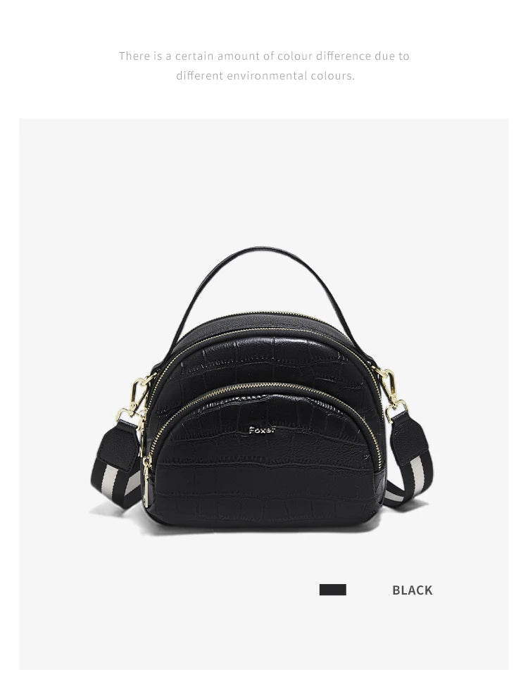 FOXER Brand Genuine Leather Top-handle Bag Women's Shoulder Bag 2026 New Chic Female Shell Bag Luxury Brand Crossbody Purse