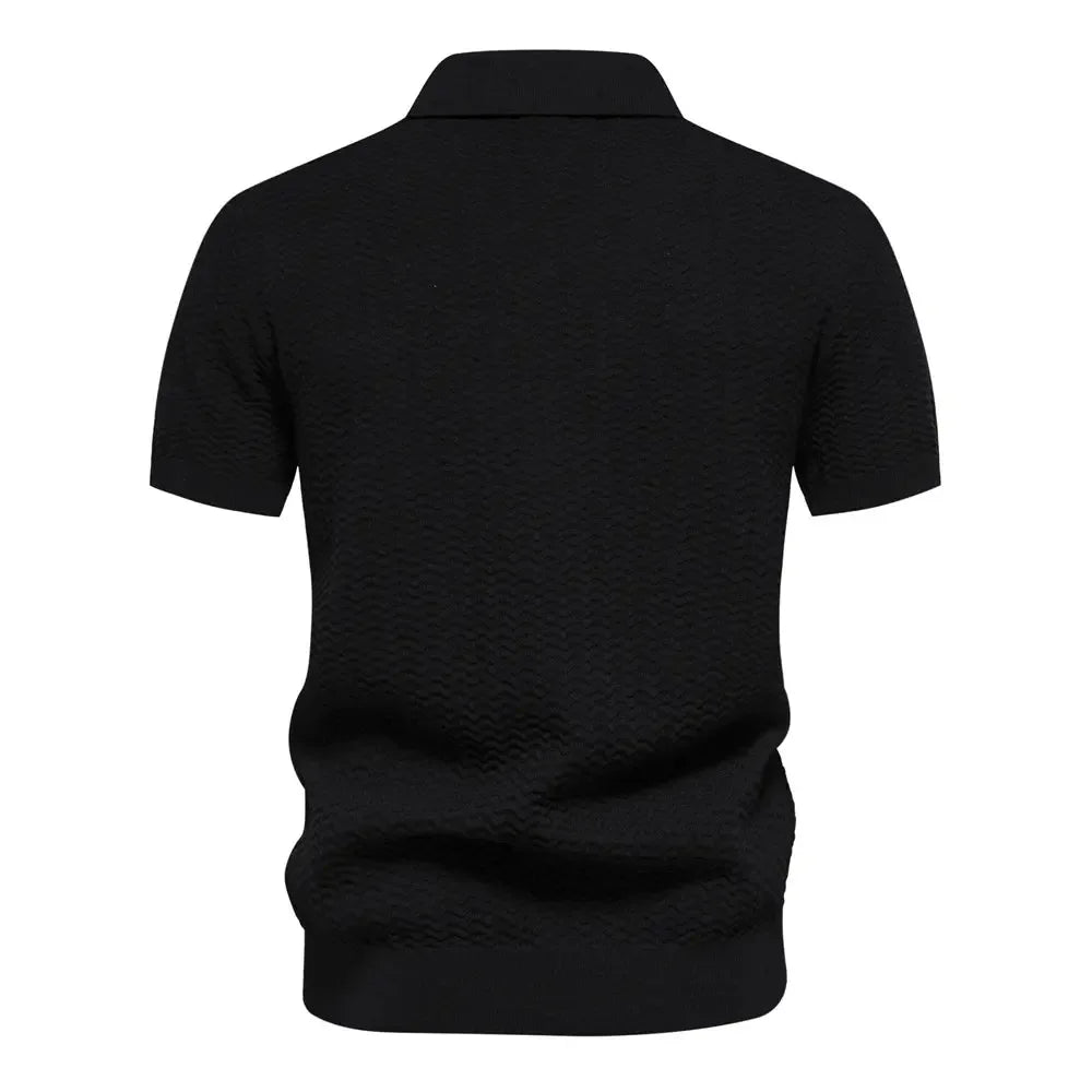 New Summer Ribbed Knit Polo Shirts - ShopHub
