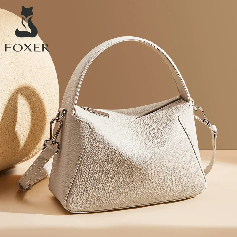 FOXER Lady's Handbag Cow Leather Shoulder Bag Small Size Crossbody Minimalist Style Bag Commute Work High Quality