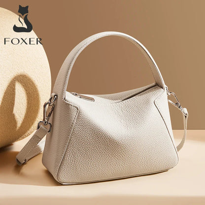FOXER Lady's Handbag Cow Leather Shoulder Bag Small Size Crossbody Minimalist Style Bag Commute Work High Quality