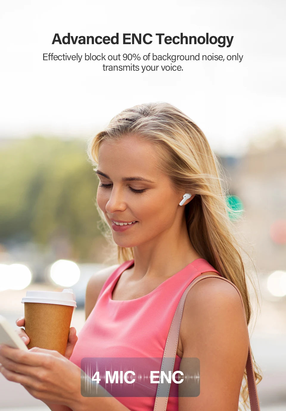 QCY T13 Wireless Earphones with 4 Mic ENC, HD Call, Stereo Sound, Touch Control, Long Standby 40Hrs - ShopHub