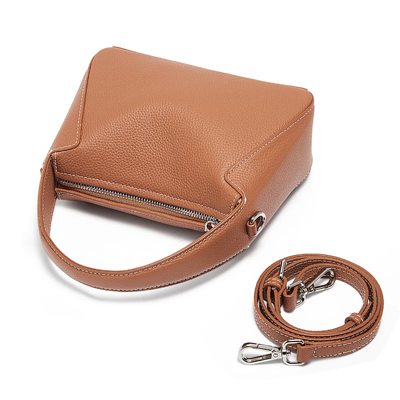 FOXER Lady's Handbag Cow Leather Shoulder Bag Small Size Crossbody Minimalist Style Bag Commute Work High Quality