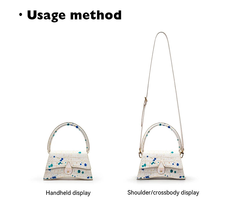 BAFELLI Floral Genuine Leather Half-Moon Bag