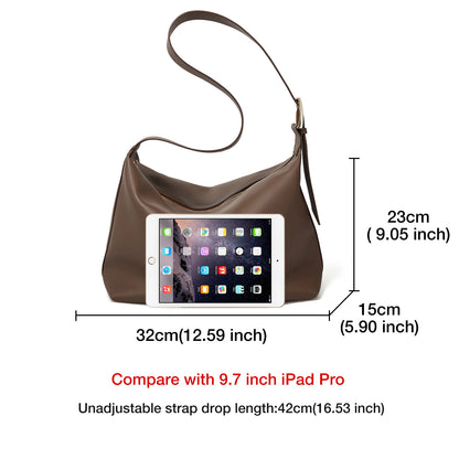 FOXER Large Soft Split Leather Shoulder Bag