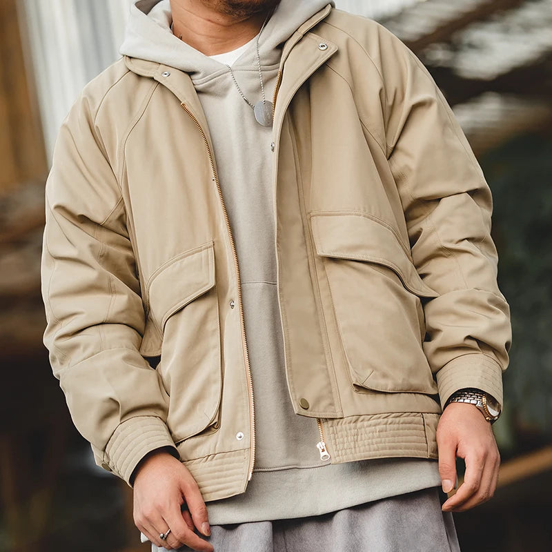 MADEN Retro Padded Pilot Jacket | Army Green or Khaki
