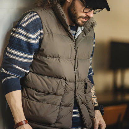 MADEN Duck-Down Puffer Vest | Army Green or Mocha