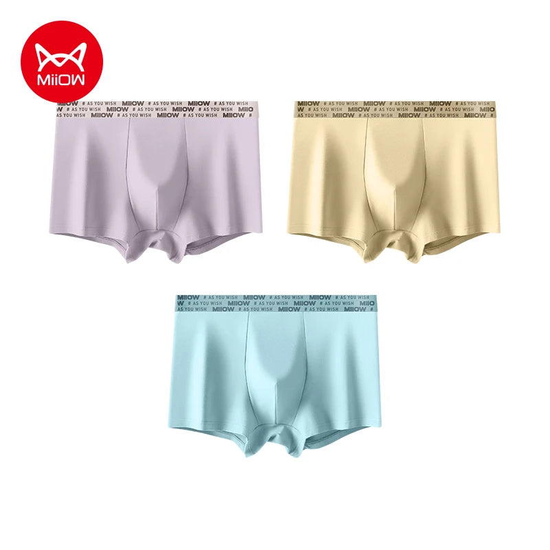MiiOW Men's Antibacterial Cotton Underwear - 3Pcs Boxer Shorts