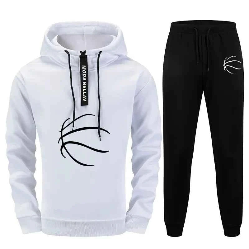 Mens Tracksuit Set - Half Zip Hoodie and Sweatpants for Casual Urban Streetwear