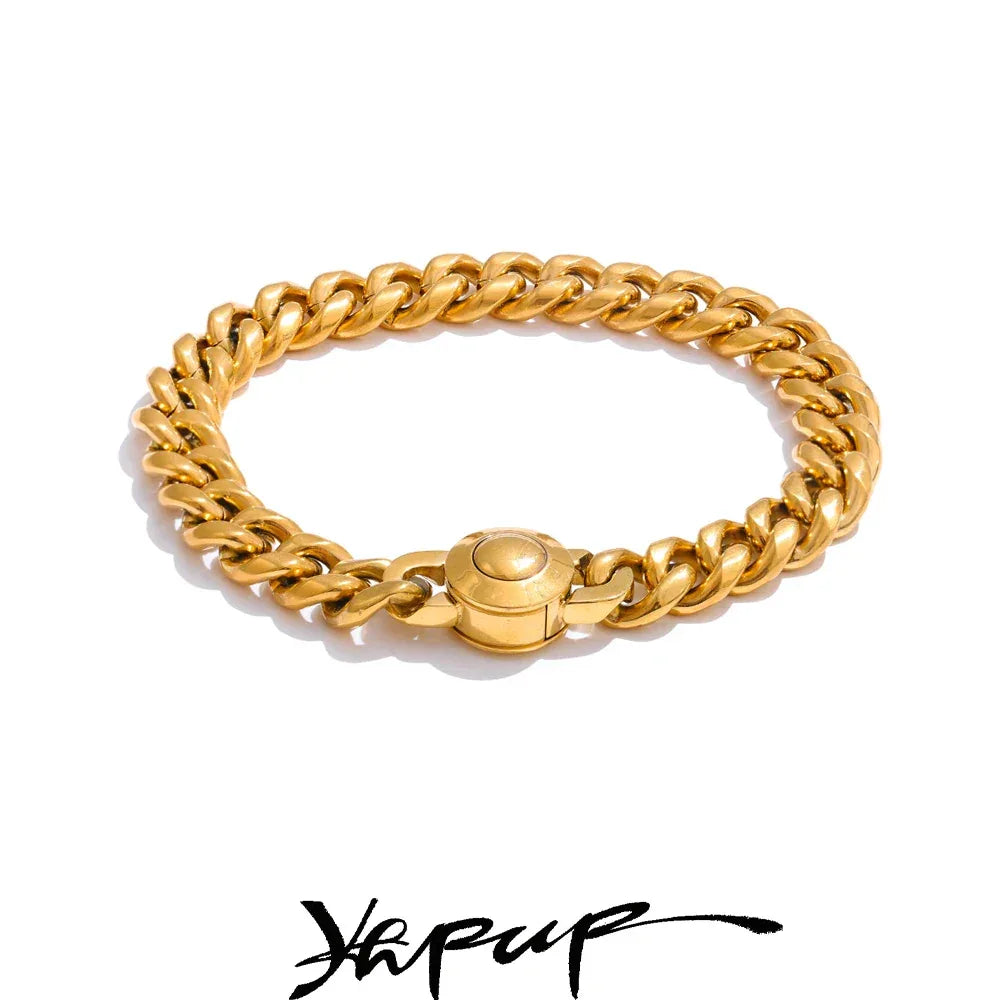 Hand Polished Stainless Steel Cuban Link Thick Bracelet - ShopHub