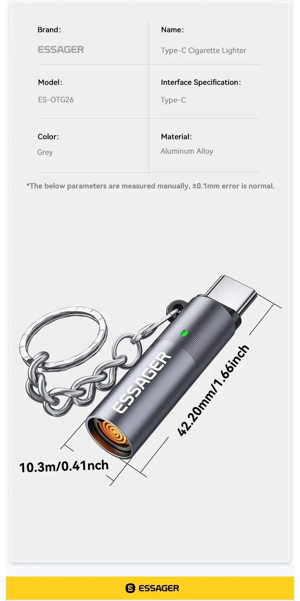 Essager Type-C Mini Cigarette Lighter - ShopHub