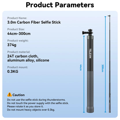 TELESIN Carbon Fiber Selfie Stick & Monopod