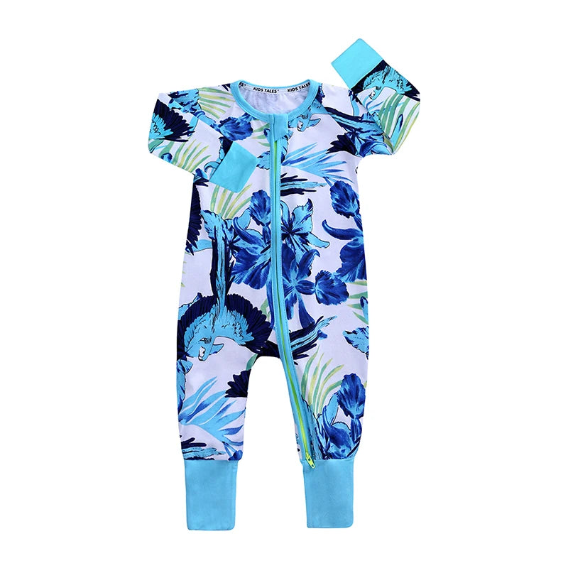 Kids Tales Little Bloom Cotton-Blend Double-Zip Romper
