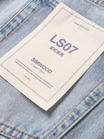 SIMWOOD 2026 Autumn New Loose Straight 13.5oz  100% Cotton Washed Vintage Jeans Men Plus Size Denim Trousers