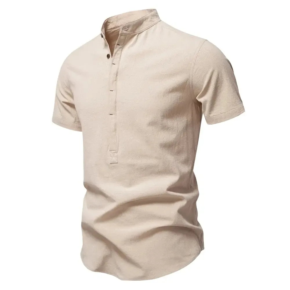 AIOPESON Men's Short Sleeve Linen Shirts - ShopHub