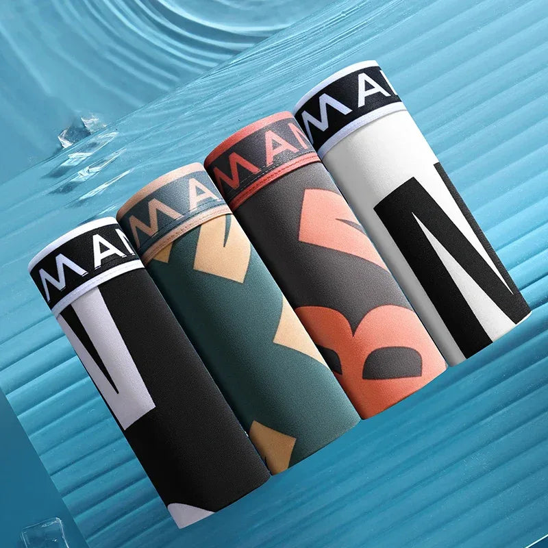 Men's 4 Pack Ice Silk Boxer Shorts - ShopHub