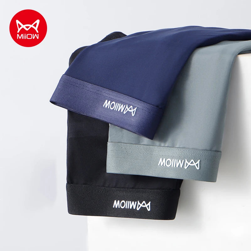 MiiOW Ice Silk Men's Underwear - 3Pcs Graphene Antibacterial Breathable Boxer Briefs
