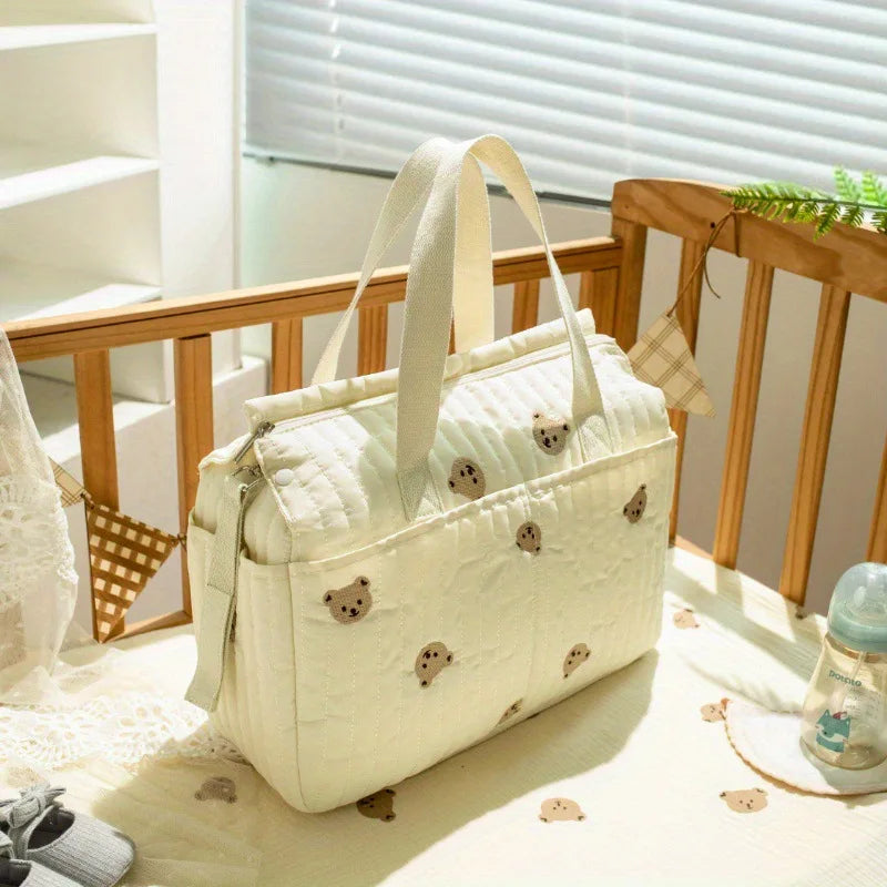 Embroidered Multi-Functional Diaper Bag
