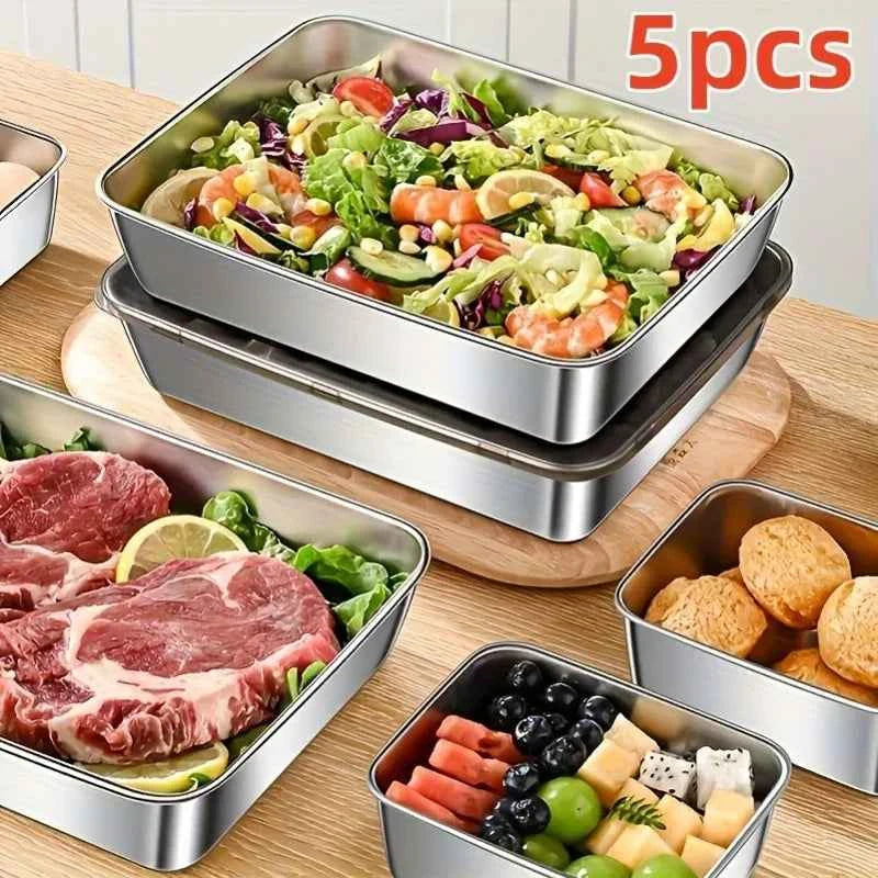 5Pcs Stainless Steel Food Containers