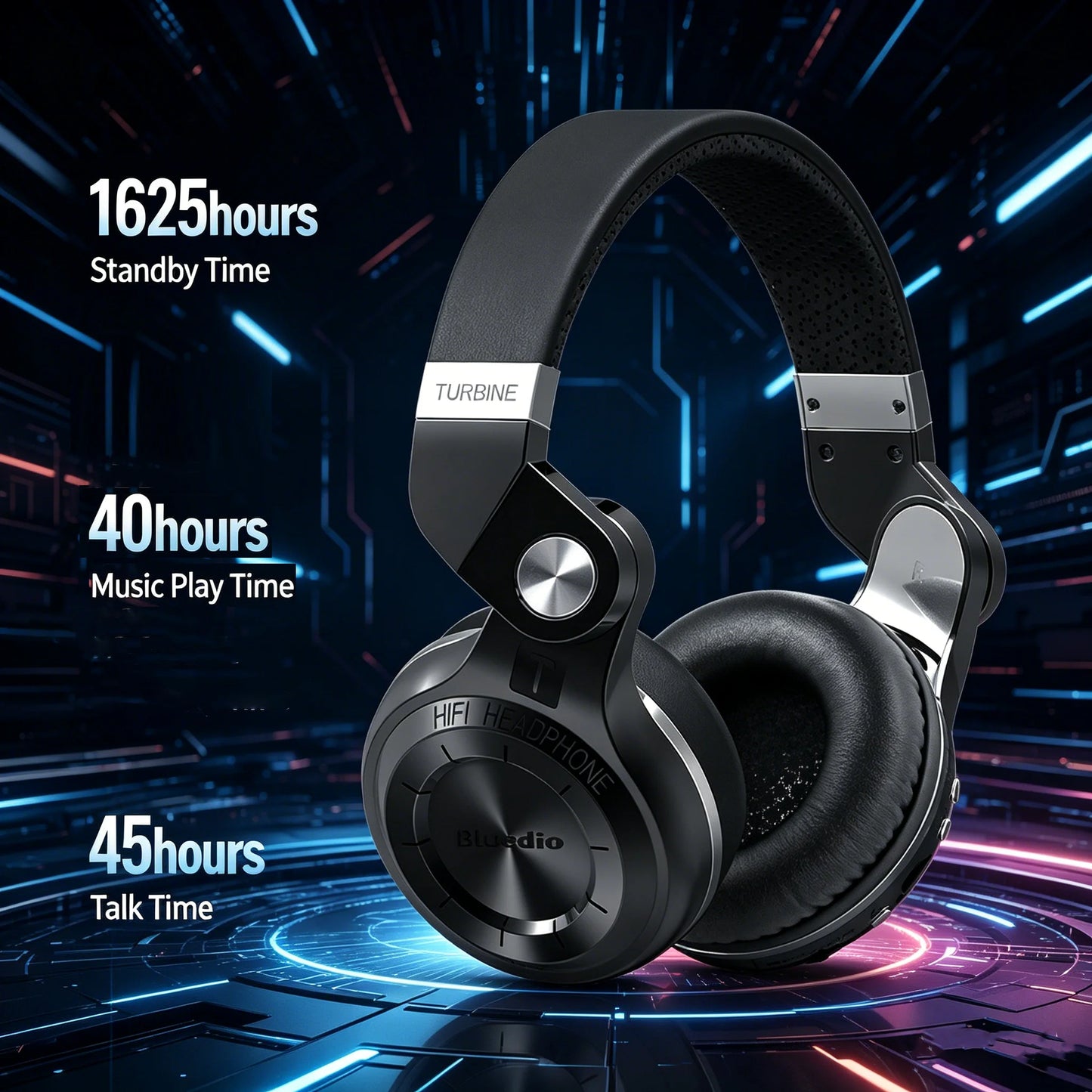 Bluetooth T2+ Headphone Wireless Foldable Sports Earphone with HIFI Sound, 57mm Strong Bass, and SD Card Slot
