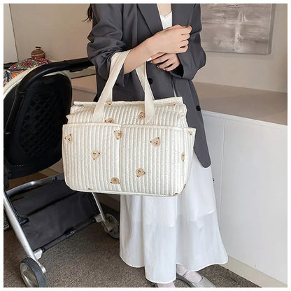 Embroidered Multi-Functional Diaper Bag