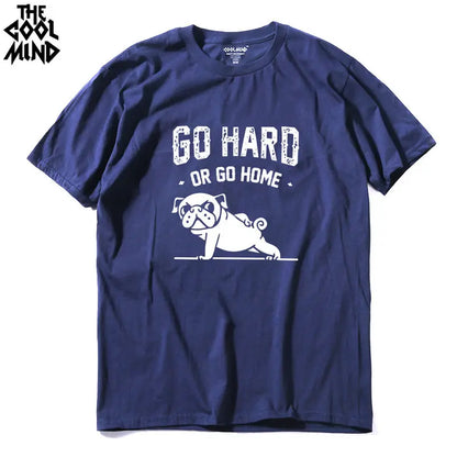 COOLMIND PU0116A Go Home or Go Hard Pug Tee