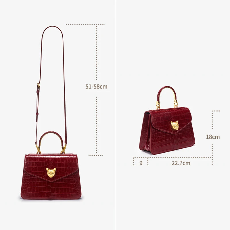 BAFELLI Crocodile-Pattern Leather Business Flap Bag