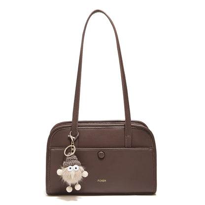 FOXER Female Shoulder Bag PU Leather Cross Body Bag 2026 New Fashion Messenger Bag Large Capacity Commute Daliy