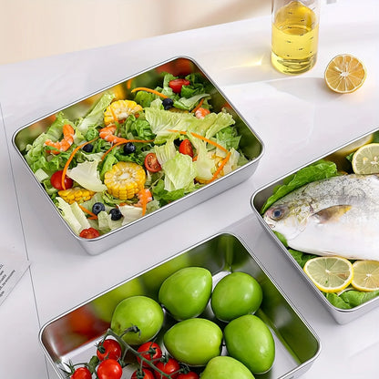 3-Piece Stainless Steel Food Storage Containers Set