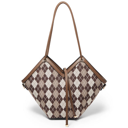 FOXER Brand Chic Women's Shoulder Bag 2026 New Spring Summer Luxury Design Female Handbag Purse Fashion Large Plaid Tote Bag