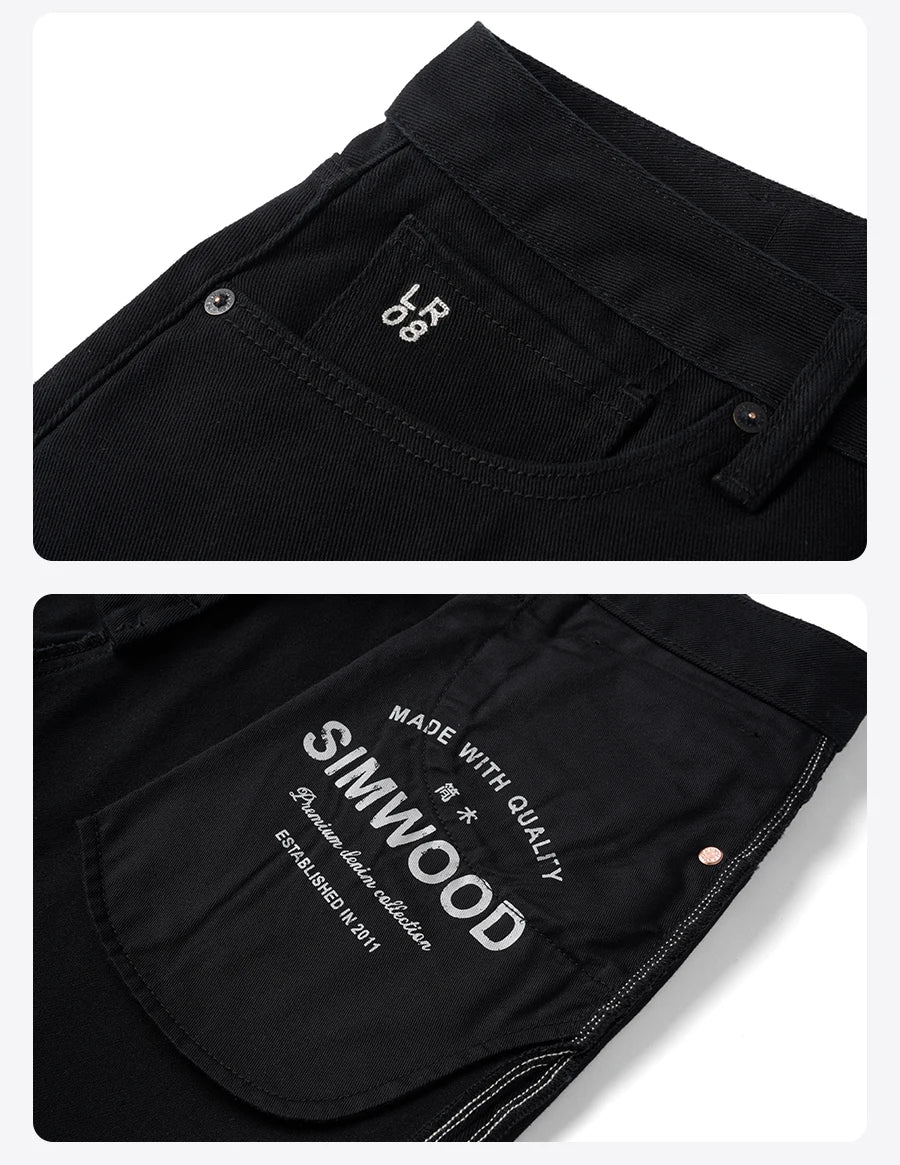 SIMWOOD 2026 Spring New Loose Relax 11.3oz Washed Vintage Jeans Men Plus Size Denim Trousers