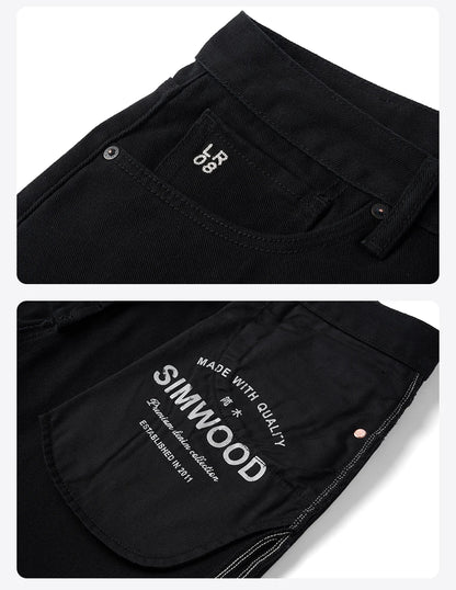 SIMWOOD 2026 Spring New Loose Relax 11.3oz Washed Vintage Jeans Men Plus Size Denim Trousers