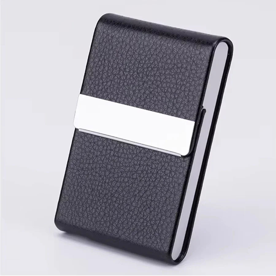 RFID Business Credit Card Holders Luxury Leather Men Wallets Metal Bank Cardholder Case Storage Visit Purses Minimalist Wallet