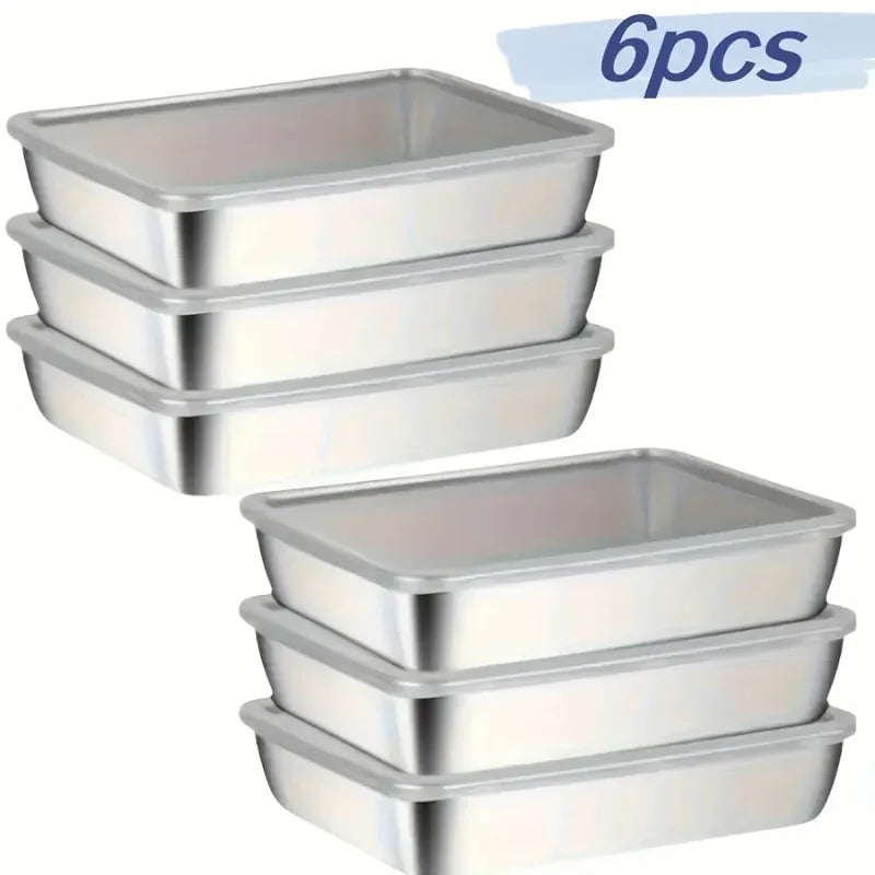 1-6Pcs Stainless Steel Food Containers with Black Lids