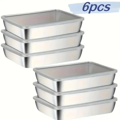1-6Pcs Stainless Steel Food Containers with Black Lids