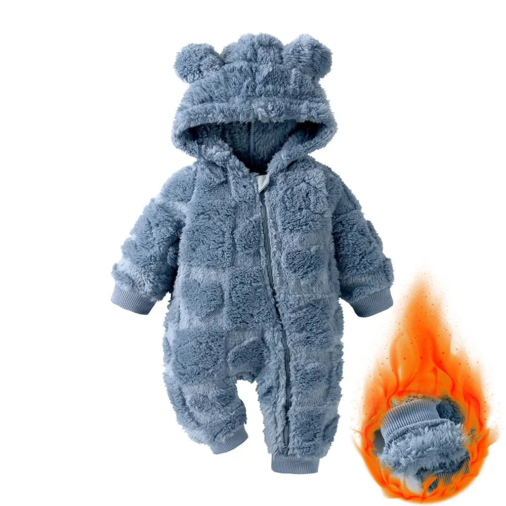 Kids Tales Sweetheart Flannel Hooded Baby Romper