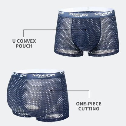 MiiOW Breathable Mesh Men's Underwear - Sexy Ice Silk Boxers