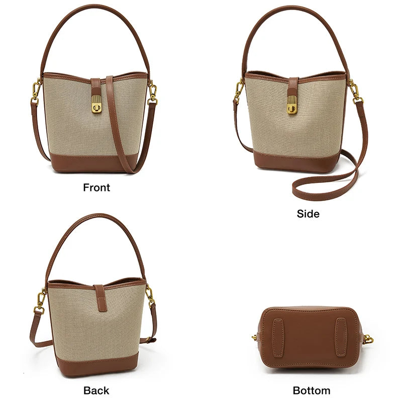 FOXER 2026 New Women's Handbag PVC Leather Lady Bucket Bag Fashion Shoulder Bag Light Luxury Best Gift for Wife,Lover