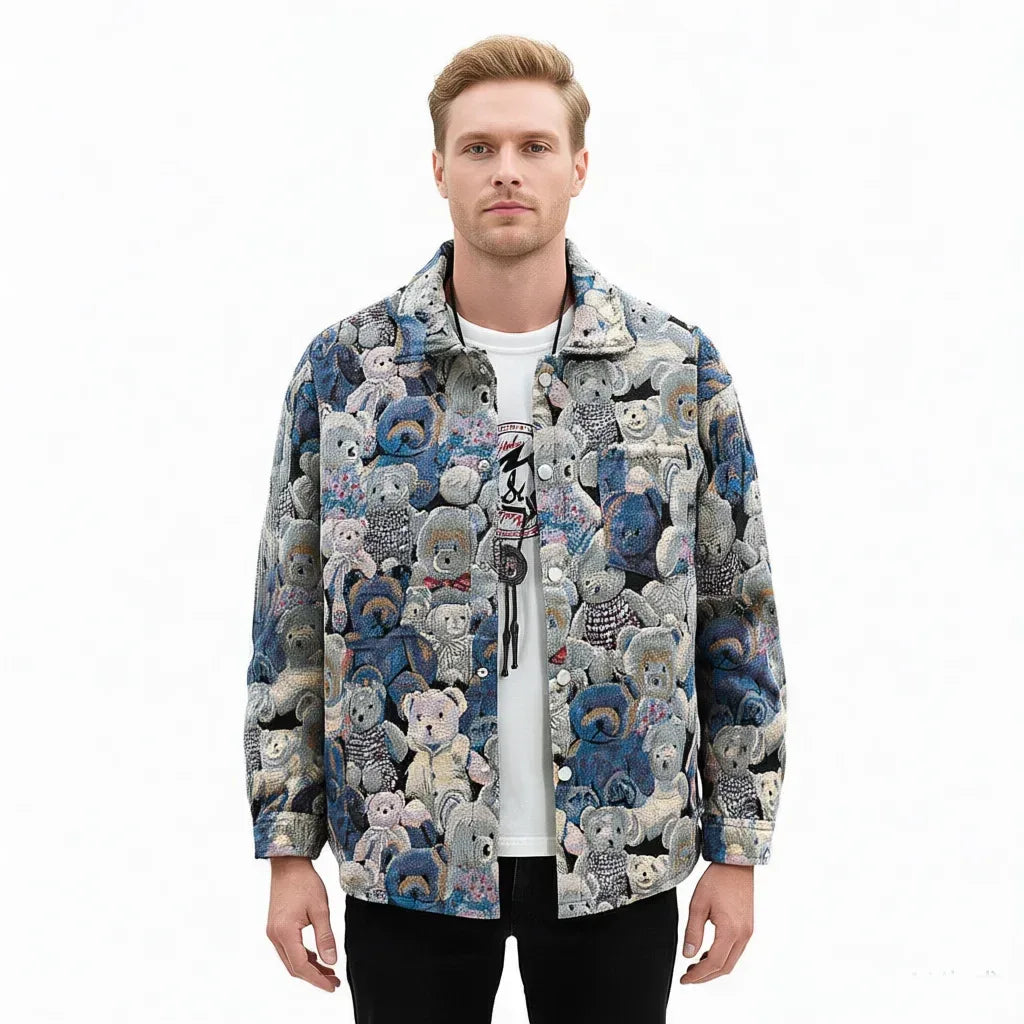 Men's Teddy Bear 3/4 Sleeve Jacket - ShopHub