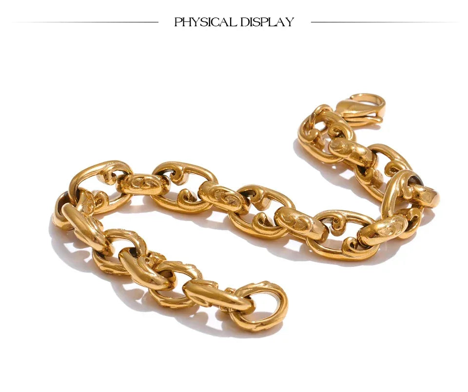 22cm Stainless Steel Cuban Chain Bracelet Bangle - ShopHub