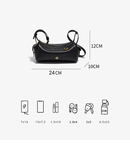 FOXER 2026 New Spring Women's Shoulder Bag Genuine Leather Cylinder Crossbody Bag Lightweight & Durable Bag for Travel & Daily