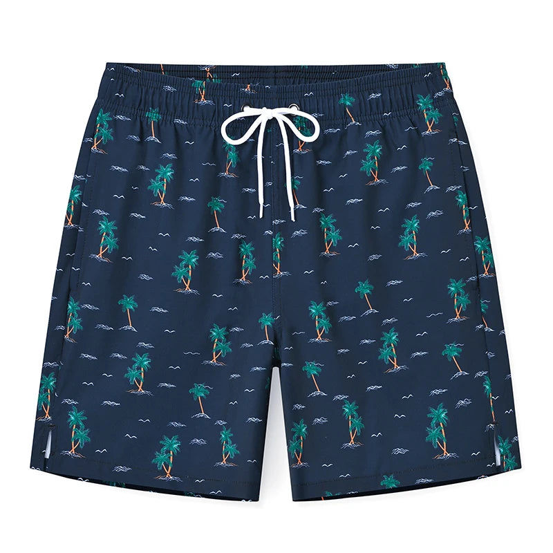 ShopHub NZ men's boardshorts with side zipper pockets, polyester fabric, long liner, ideal for beach, gym, and swimming activities.