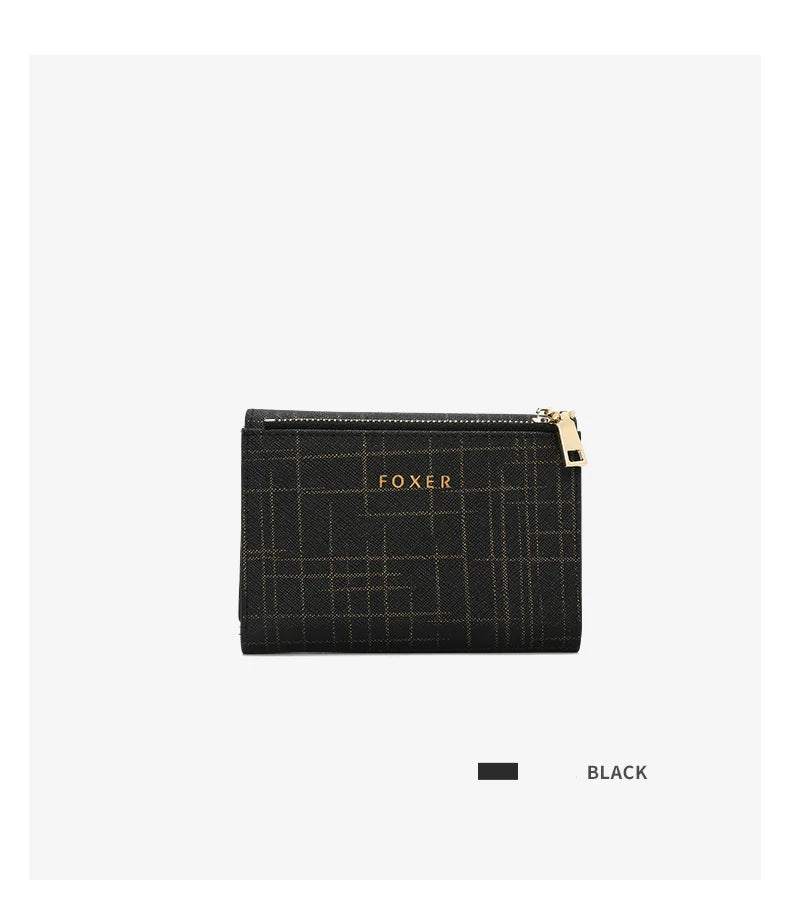 FOXER Women's Short Wallet – Premium Split Leather Design